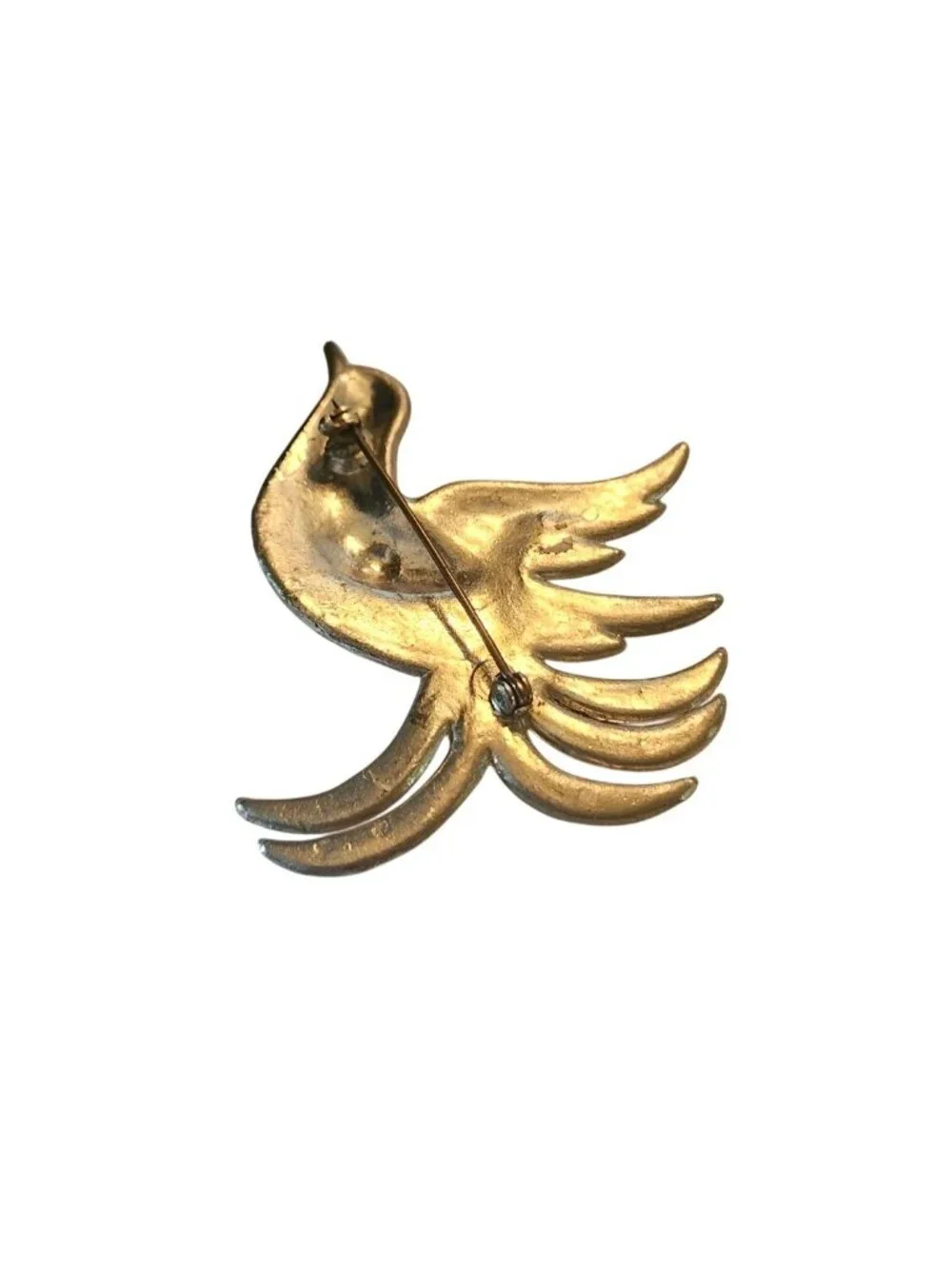 Vintage Large Art deco Style Pot Metal Rhinestone Bird Of Paradise Brooch - Picture 3 of 8
